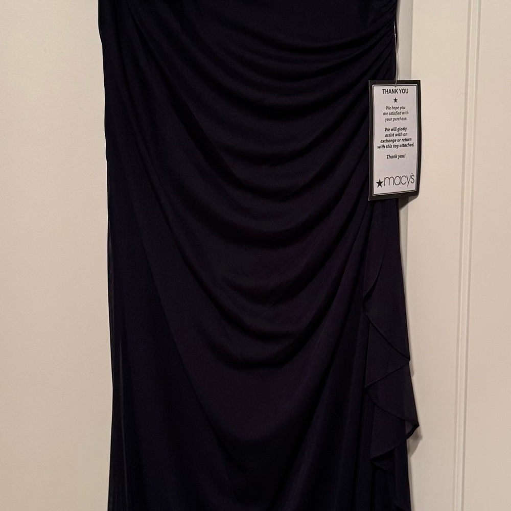 Betsy & Adam Navy Beaded Sleeve Maxi Gown - Picture 3 of 7